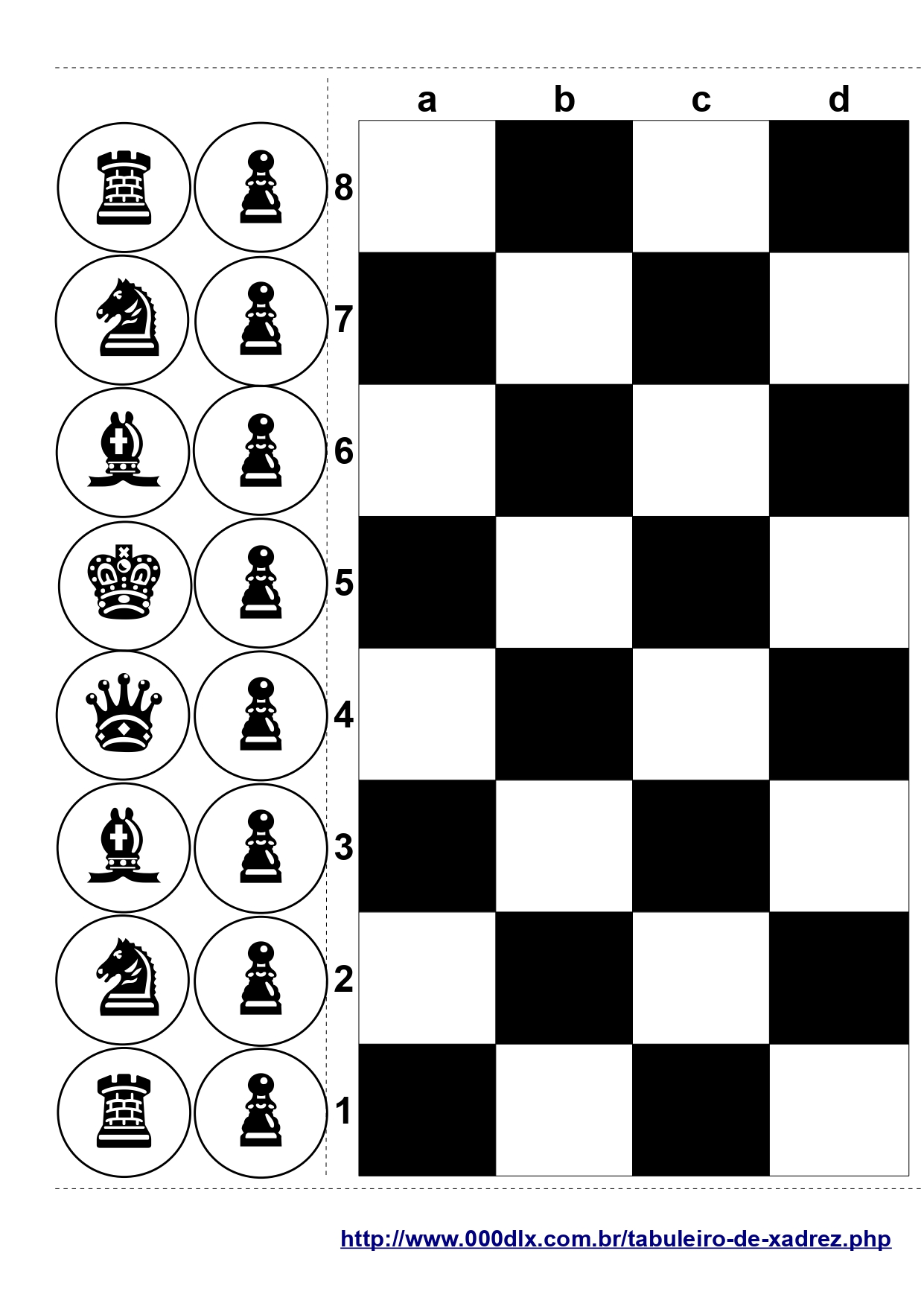 Tabuleiro de Xadrez para Imprimir - tabuleirodexadrez