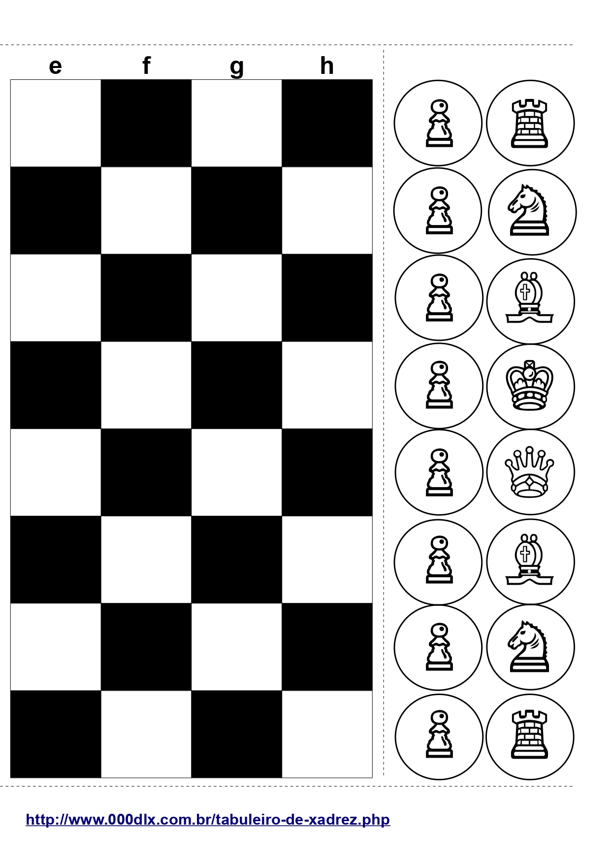 Xadrez é arte - Peças de Xadrez para imprimir, recortar e
