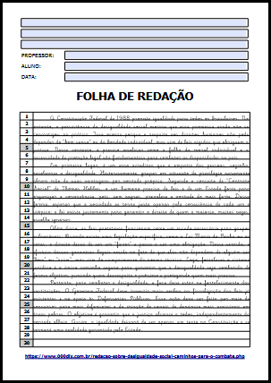 Folha de Reda&ccedil;&atilde;o 03 sobre Desigualdade Social