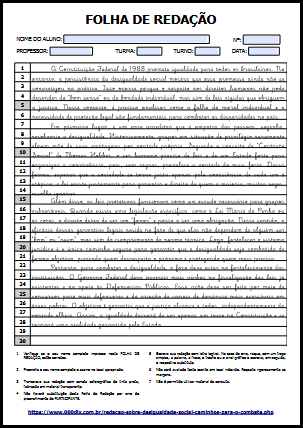 Folha de Reda&ccedil;&atilde;o 04 sobre Desigualdade Social