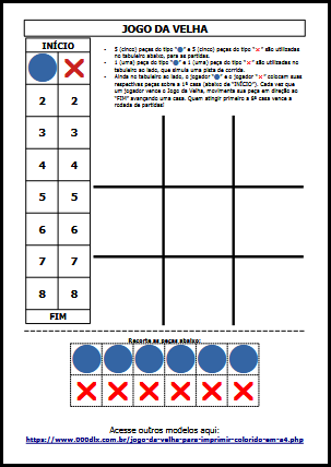 Jogo da Velha para Imprimir Colorido em A4 - 2