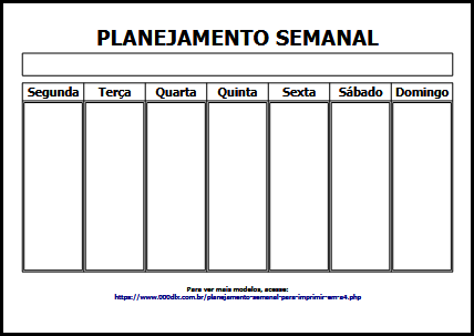Planejamento Semanal para Imprimir em A4 - Paisagem - JPG